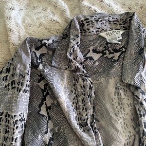 Animal print button down blouse